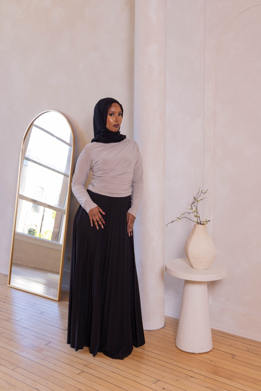 Pleated Maxi Skirt