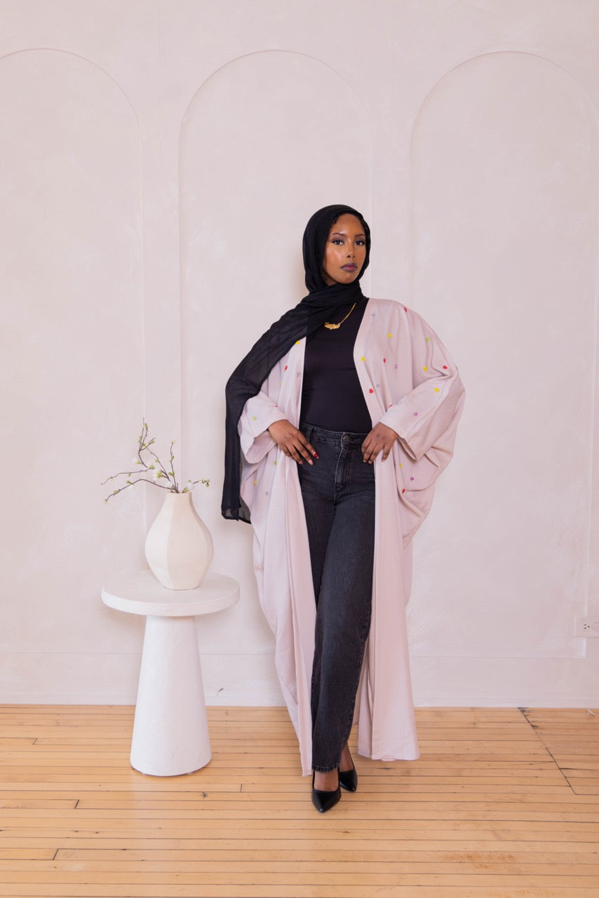 Beaded Flower Abaya