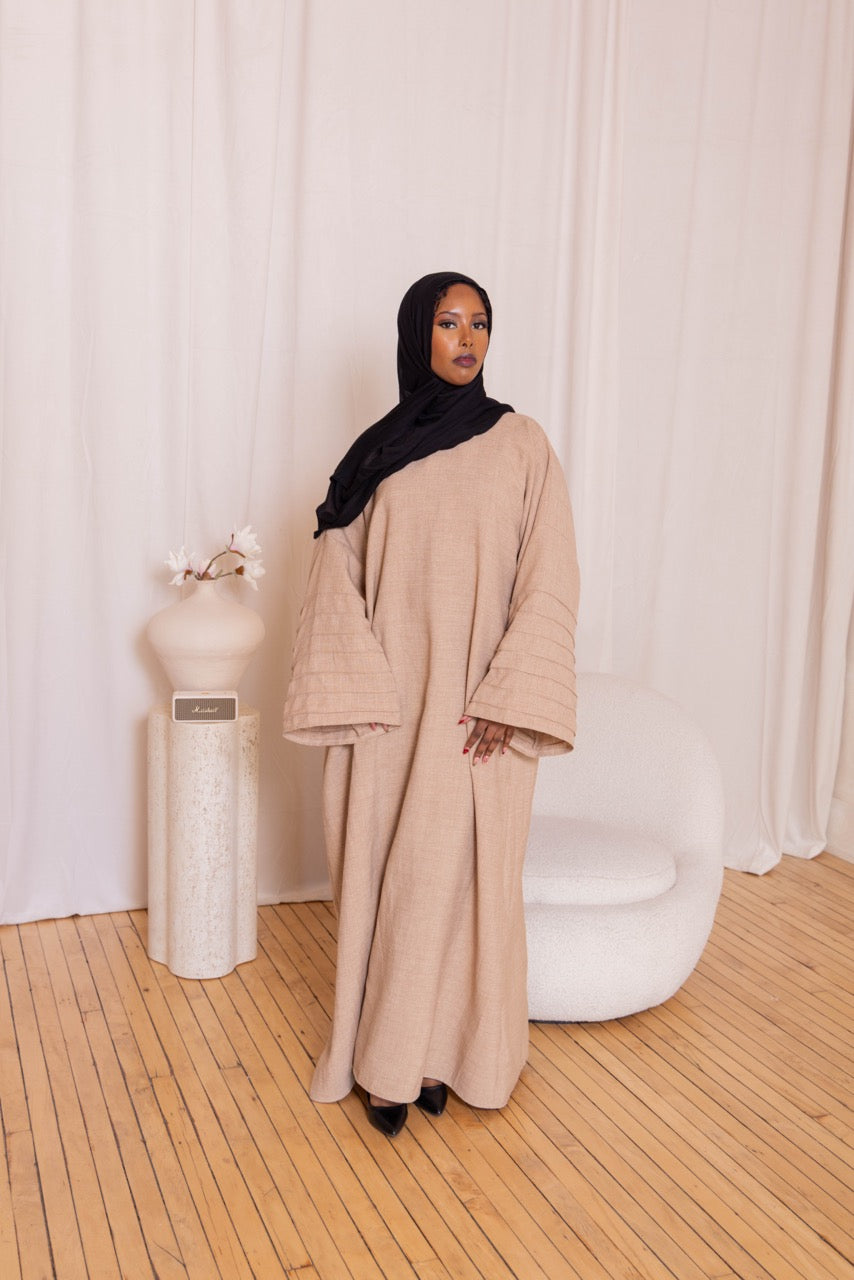 Pleated Sleeve Abaya